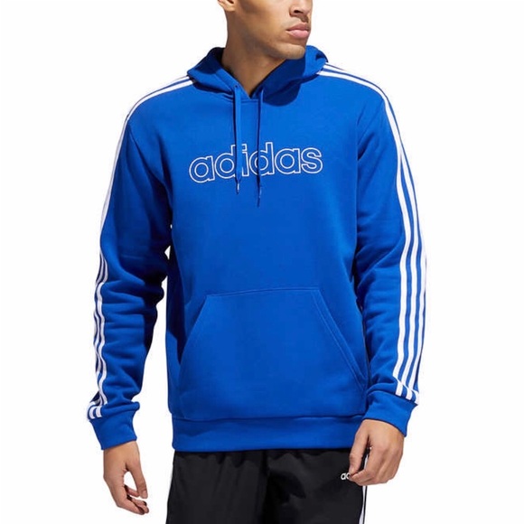 adidas Men’s Fleece Pullover Hoodie Blue - Picture 2 of 15